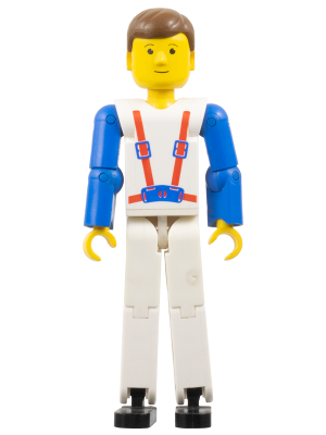 Technic Figure White Legs, White Torso with Red Harness, Blue Arms