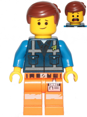 Emmet - Lopsided Smile, Eyebrows / Scared, Dark Blue Uniform