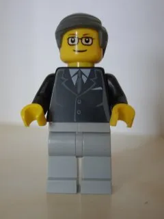 LEGO Brand Store Male, Black Suit, Light Bluish Gray Legs, Dark Bluish Gray Smooth Hair (no specific back printing) {Glasgow}