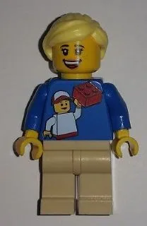 LEGO Brand Store Female, Blue KidsFest Torso, Bright Light Yellow Hair and Tan Legs (no back printing) - LEGO Store at KidsFest