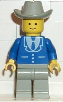 Suit with 3 Buttons Blue - Light Gray Legs, Light Gray Cowboy Hat