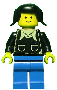 Patron - Black Torso with Pockets and Collar (Torso Sticker), Blue Legs, Black Pigtails Hair