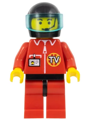 TV Logo in Globe on Red Jacket, Red Legs with Black Hips, Headset Pattern