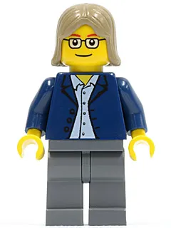 Dark Blue Jacket, Light Blue Shirt, Dark Bluish Gray Legs, Square Glasses, Dark Tan Female Hair