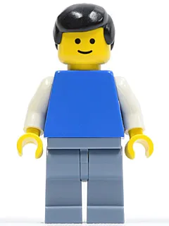 Plain Blue Torso with White Arms, Sand Blue Legs, Black Male Hair