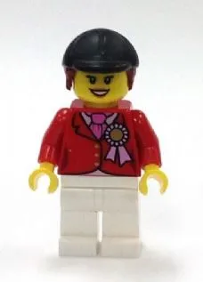 Red Riding Jacket with Award Ribbon, White Legs, Black Riding Helmet