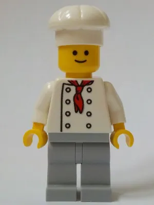 Baker (Chef) - White Torso with 8 Buttons, No Wrinkles Front or Back, Light Bluish Gray Legs