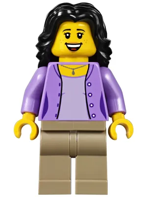 Mom, Medium Lavender Jacket over Lavender Shirt, Dark Tan Legs, Black Hair
