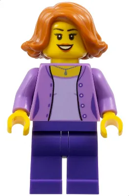 Mom - Medium Lavender Jacket over Lavender Shirt, Dark Purple Legs, Dark Orange Female Hair Short Swept Sideways
