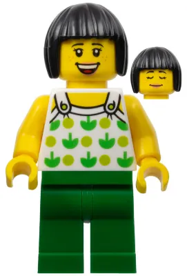 Ludo Green - Female, White Halter Top with Green Apples and Lime Spots, Green Legs, Black Bob Cut Hair, Freckles
