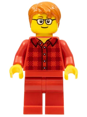 Ludo Red - Male, Red Plaid Flannel Shirt, Red Legs, Dark Orange Hair, Glasses