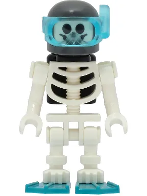 Skeleton - Diver, Black Air Tanks, Dark Turquoise Flippers, Dark Bluish Gray Helmet
