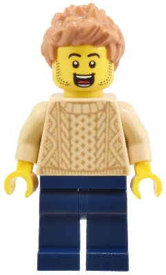 Adult - Male, Tan Knit Cable Sweater, Dark Blue Legs, Medium Nougat Spiked Hair