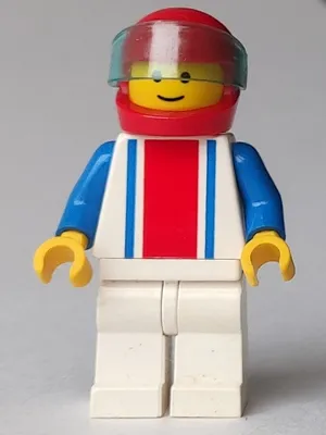 Vertical Lines Red & Blue - Blue Arms - White Legs, Red Helmet, Trans-Light Blue Visor