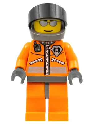 Coast Guard World City - Orange Jacket with Zipper, Silver Sunglasses, Dark Bluish Gray Helmet, Dark Bluish Gray Hands
