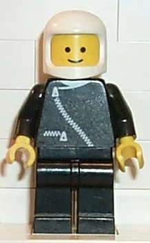 Jacket with Zipper - Black, Black Legs, White Classic Helmet