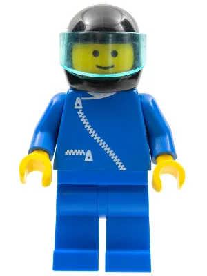 Jacket with Zipper - Blue, Blue Legs, Black Helmet, Trans-Light Blue Visor