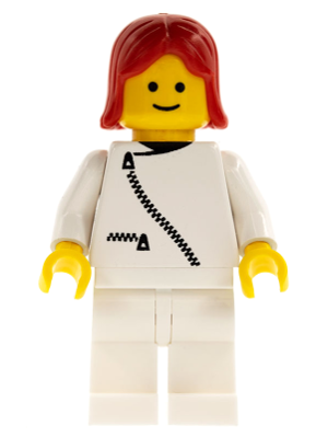 Jacket with Zipper - White, White Legs, Red Female Hair
