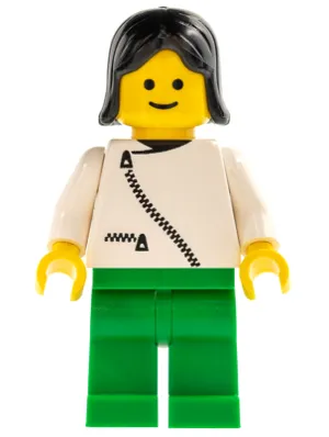 Jacket with Zipper - White, Green Legs, Black Female Hair