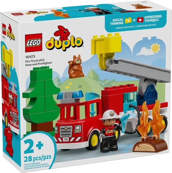Fire Truck with Hose and Firefighter