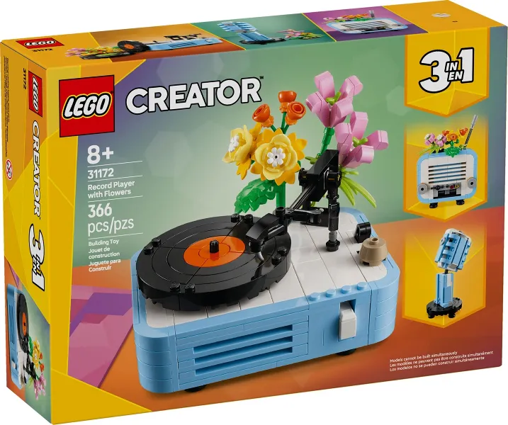 Record Player with Flowers