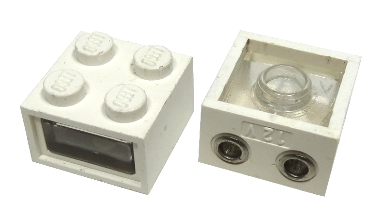 Electric, Light Brick 12V 2 x 2 with 2 Plug Holes, Trans-Clear Smooth Lens