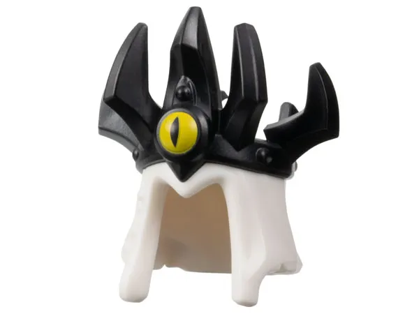 Minifigure, Headgear Hood with Molded Black Crown with 7 Spikes and Printed Yellow Eye with Slit Pupil Pattern