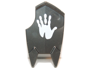 Minifigure, Shield Broad Spiked Bottom and Cutout Corner (Uruk-hai Shield) with White Handprint Pattern