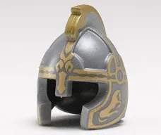Minifigure, Headgear Helmet Castle with Cheek Protection and Comb with Gold Trim Pattern (Eomer)