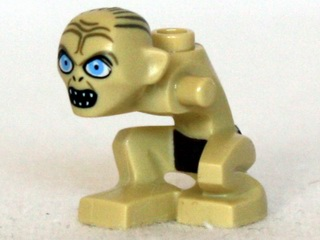 Body / Head Gollum, Right Knee Forward with Dark Brown Loincloth, Dark Tan Wrinkles, Dark Bluish Gray Hair, Open Mouth and Wide Eyes Pattern