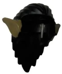 Minifigure, Hair Long and Combed Back with Dark Tan Pointed Ears Pattern