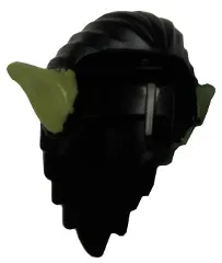 Minifigure, Hair Long and Combed Back with Olive Green Pointed Ears Pattern