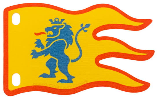 Cloth Flag 8 x 5 with 2 Holes, Wave with Red Border and Blue Lion Pattern