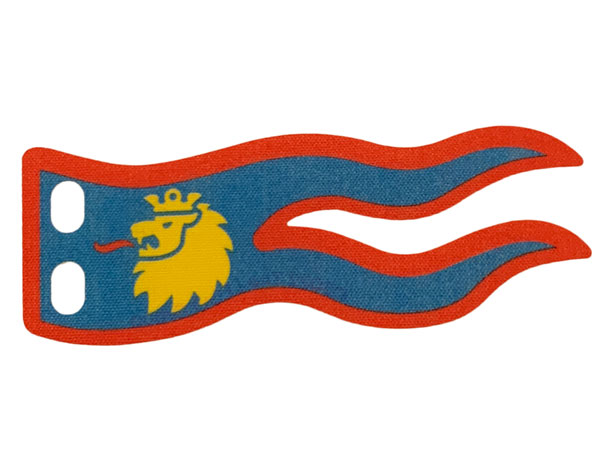 Cloth Flag 8 x 3 Wave with Lion Head on Blue Background with Red Border Pattern