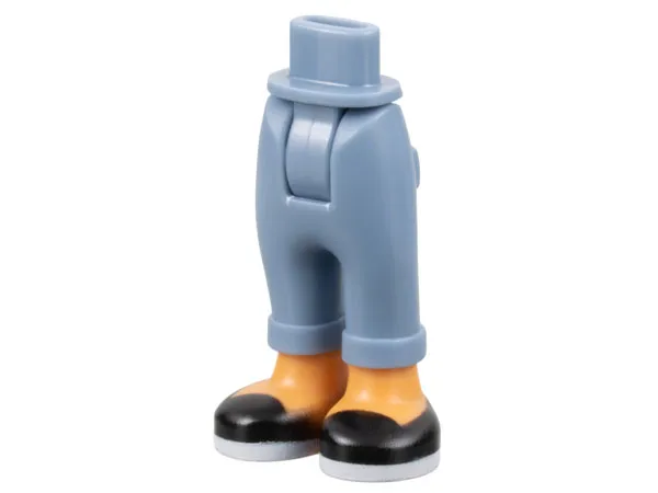 Mini Doll Hips and Trousers with Back Pockets and Cuffs with Molded Nougat Ankles and Feet and Printed Black Shoes with White Soles Pattern - Thick Hinge