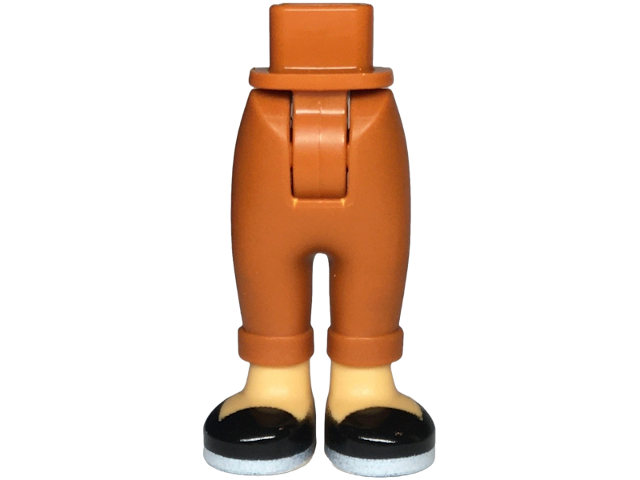 Mini Doll Hips and Trousers with Back Pockets and Cuffs with Molded Medium Tan Ankles and Feet and Printed Black Shoes with White Soles Pattern - Thick Hinge