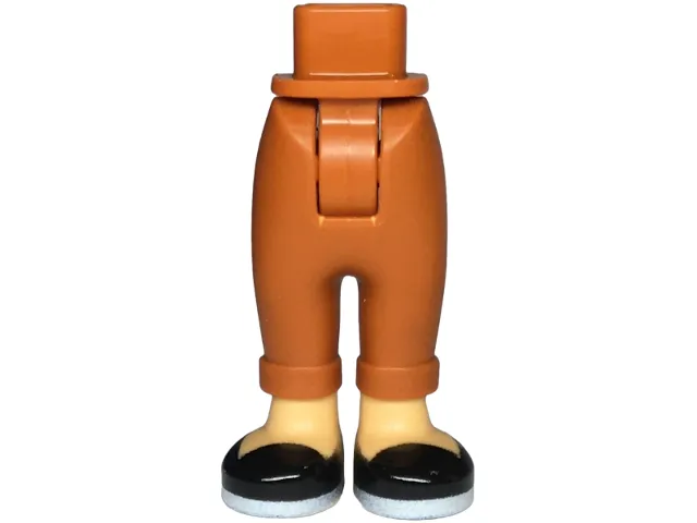 Mini Doll Hips and Trousers with Back Pockets and Cuffs with Molded Medium Tan Ankles and Feet and Printed Black Shoes with White Soles Pattern - Thick Hinge