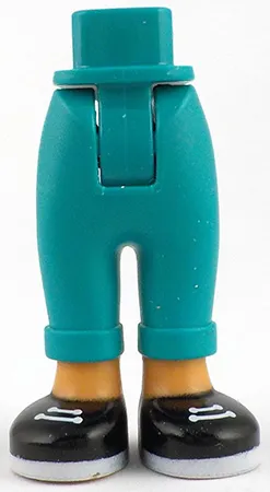 Mini Doll Hips and Trousers with Back Pockets and Cuffs with Molded Nougat Ankles and Feet and Printed Black Shoes with White Laces and Soles Pattern - Thick Hinge