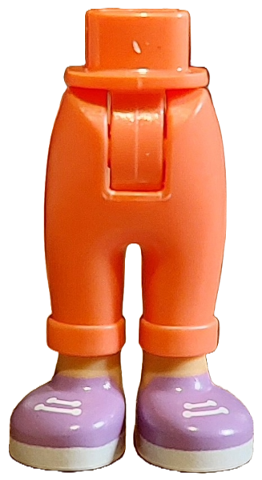 Mini Doll Hips and Trousers with Back Pockets and Cuffs with Molded Medium Tan Ankles and Feet and Printed Medium Lavender Shoes with White Laces and Soles Pattern - Thick Hinge