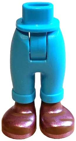 Mini Doll Hips and Trousers with Back Pockets and Cuffs with Molded Medium Brown Ankles and Feet and Printed Metallic Pink Sandals Pattern - Thick Hinge