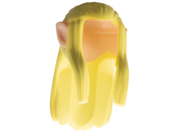 Minifigure, Hair Long Wavy with Braid and Molded Hard Plastic Light Nougat Elf Ears Pattern - Flexible Rubber
