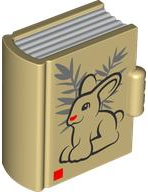 Duplo Utensil Book with Molded White Pages and Printed Black Bunny / Rabbit Outline with Red Nose and Dark Bluish Gray Leaves Pattern