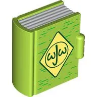 Duplo Utensil Book with Molded White Pages and Printed Green Lines, Bright Light Yellow Diamond with Black Border and 'WJW' Pattern
