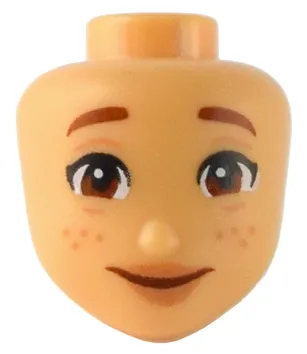 Mini Doll, Head Friends with Reddish Brown Eyebrows, Eyes, and Mouth, Nougat Freckles and Lips Pattern