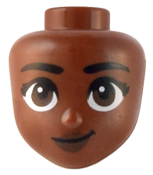 Mini Doll, Head Friends with Black Eyebrows, Dark Brown Eyes and Lips, Lopsided Grin Pattern