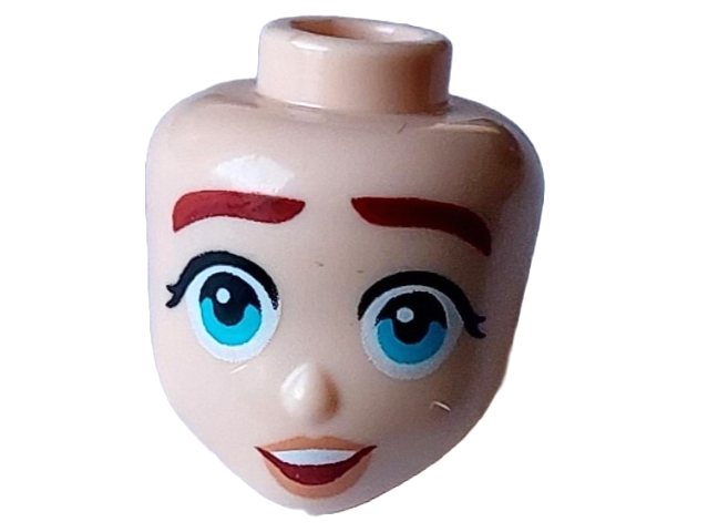 Mini Doll, Head Friends with Thick Dark Red Eyebrows, Medium Azure Eyes, Nougat Lips, and Open Mouth with Top Teeth Pattern