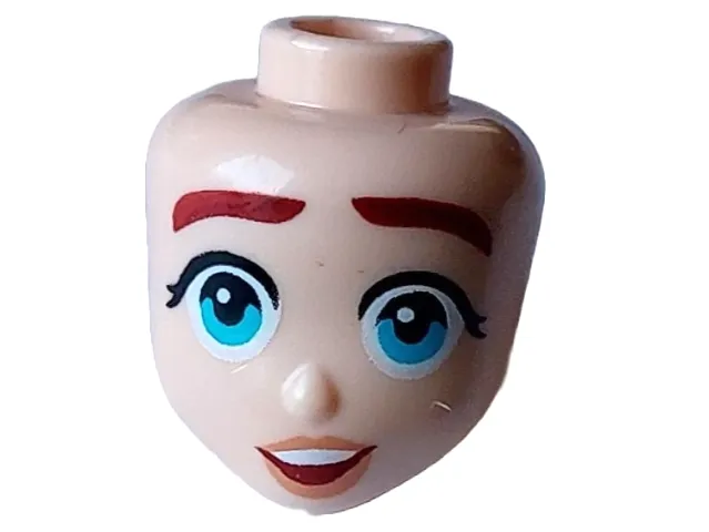 Mini Doll, Head Friends with Thick Dark Red Eyebrows, Medium Azure Eyes, Nougat Lips, and Open Mouth with Top Teeth Pattern