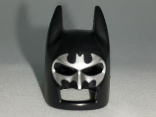 Minifigure, Headgear Mask Batman Cowl (Angular Ears, Pronounced Brow) with Silver Bat Mask Around Eyes Pattern