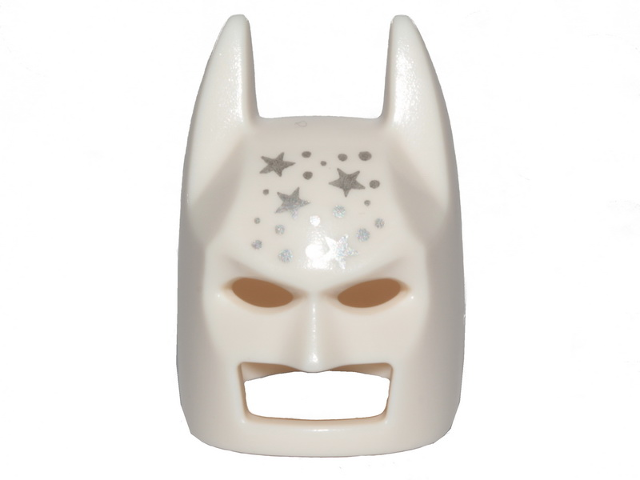 Minifigure, Headgear Mask Batman Cowl (Angular Ears, Pronounced Brow) with Silver Stars and Dots Pattern