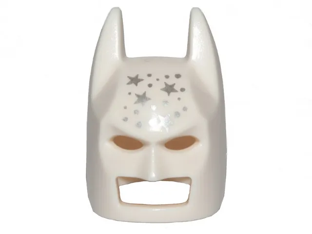 Minifigure, Headgear Mask Batman Cowl (Angular Ears, Pronounced Brow) with Silver Stars and Dots Pattern